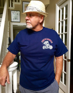 "Ride Hard & Medicate Often" Little Blue Pill Navy Blue 100% Cotton Biker T-Shirt