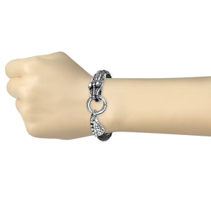 Sons of Arthritis Dragon Clasp Black Bolo Leather Cord Stainless Steel Bracelet