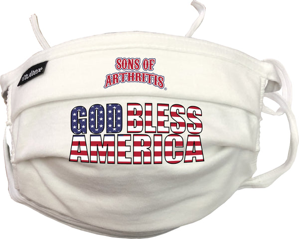 Sons of Arthritis "GOD BLESS AMERICA" Washable Double Layer Adjustable Cotton Face Mask